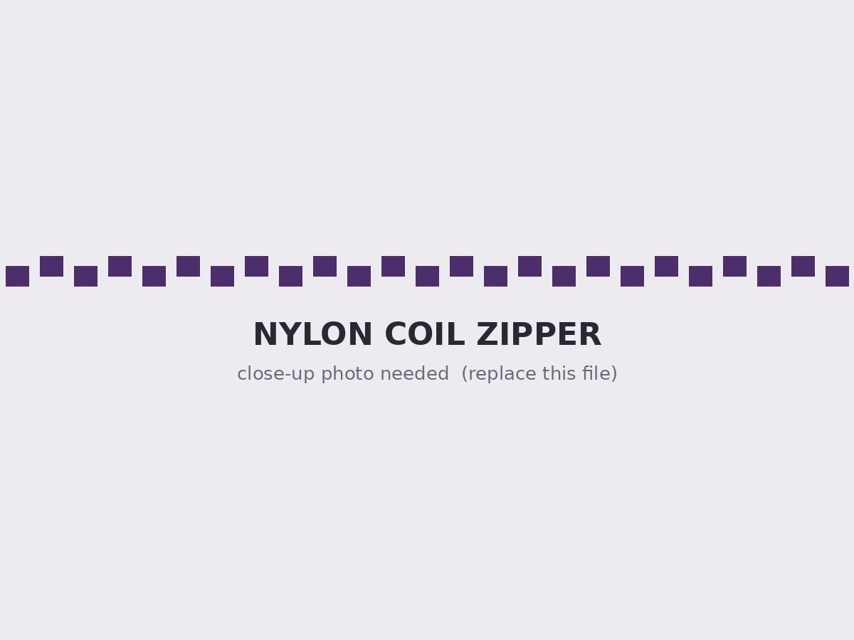 Nylon coil zippers in multiple tape colors